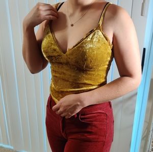 Forever 21 Velvet Lace Yellow Tank